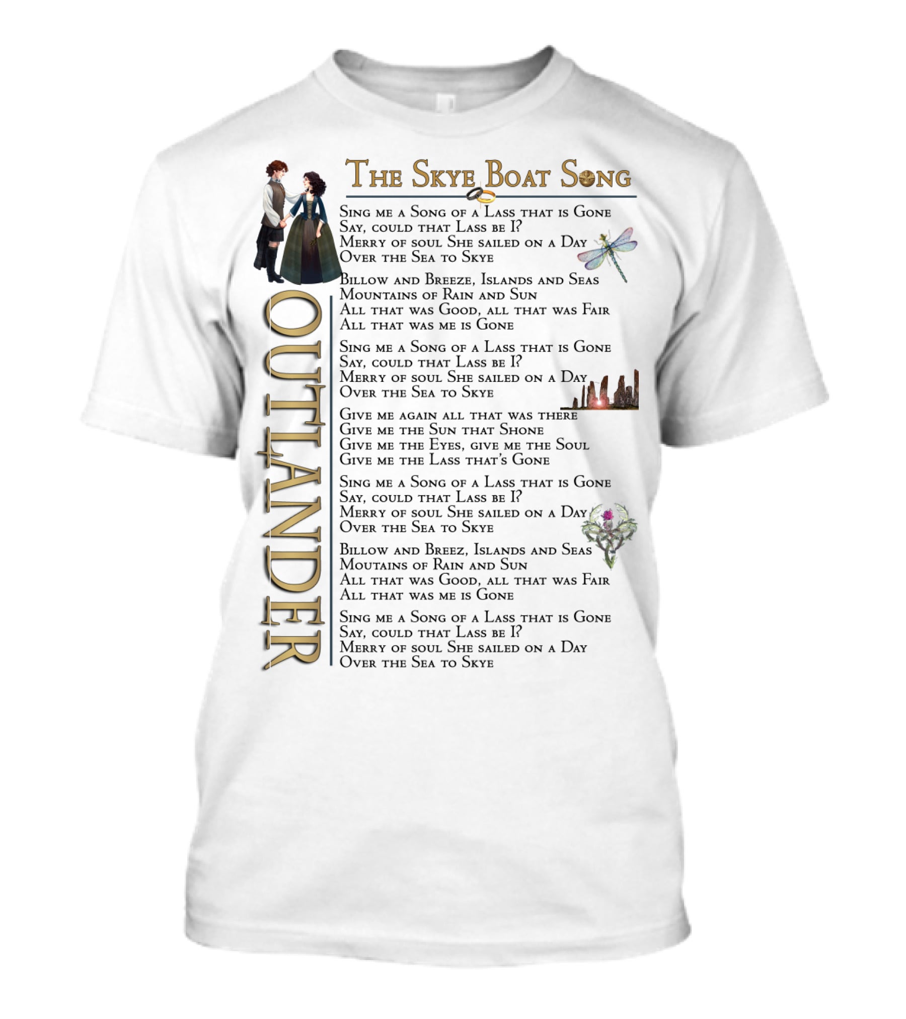 The Skye Boat Song Outlander Sing Me A Song Of A Lass That Is Gone Lyrics T-Shirt