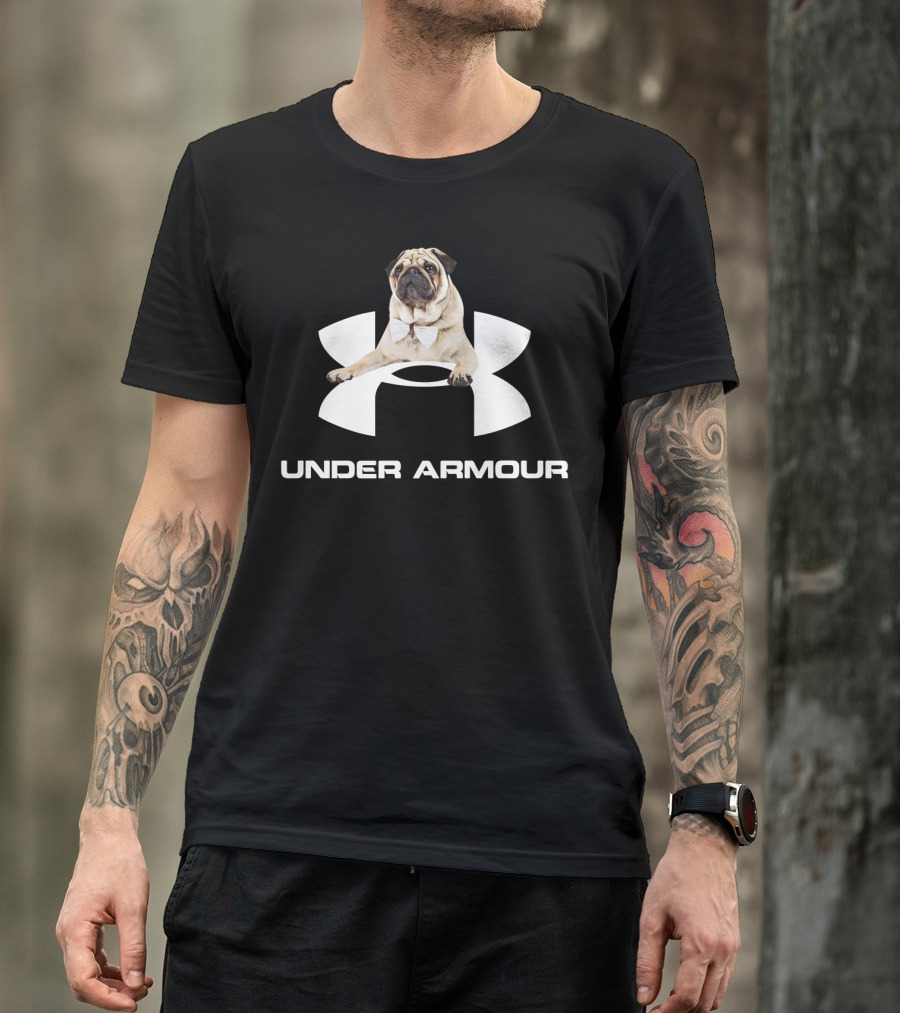 Under Armour Parody With Pug In Bow Tie T-Shirt