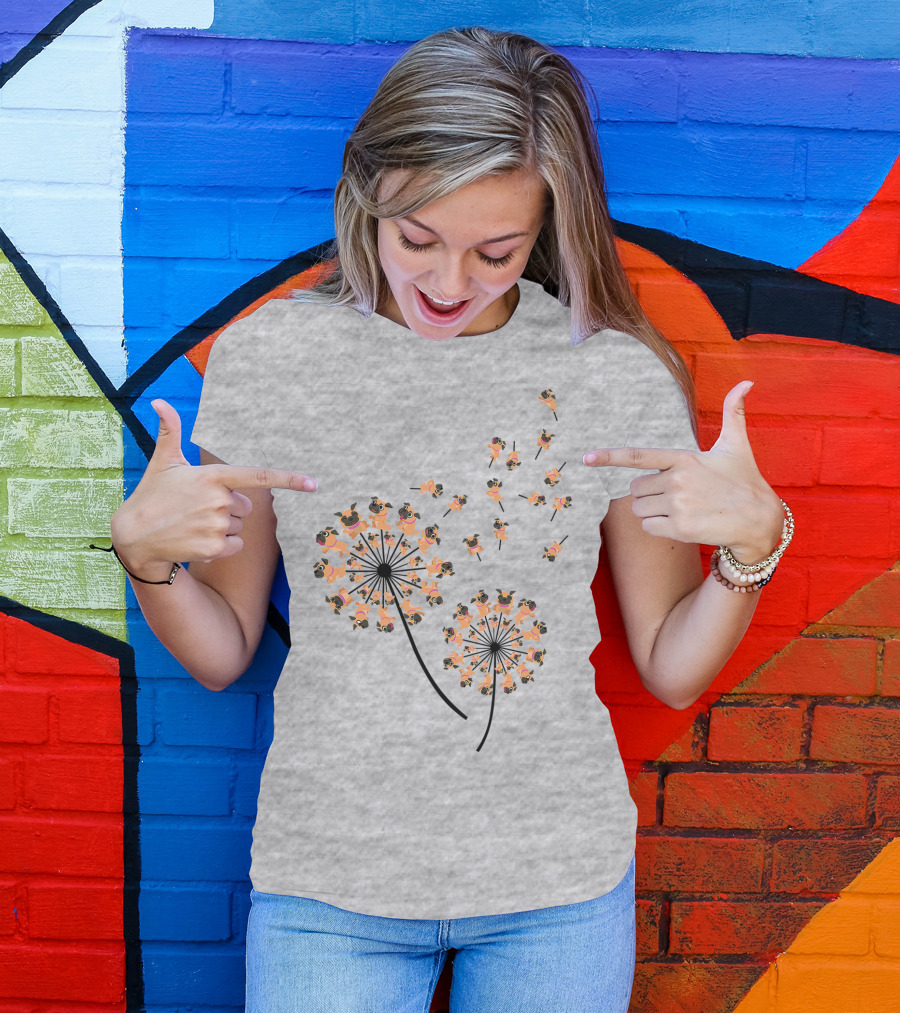 Pug Blossoms In Dandelion Puff Transformation T-Shirt