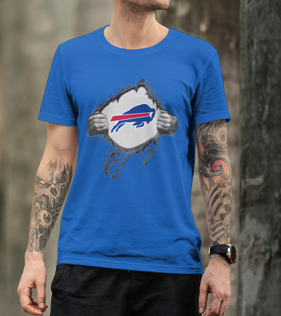 Buffalo Bills Superhero Buffalo Logo Peeking Through T-Shirt