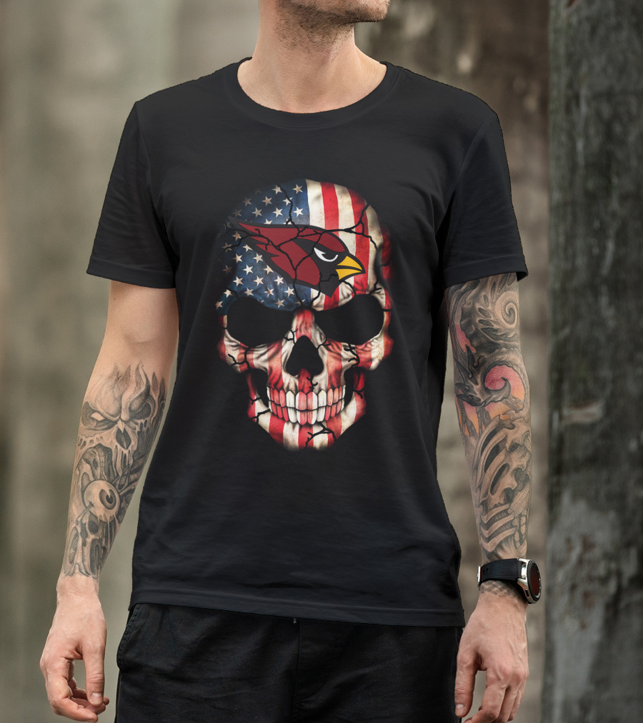 American Flag Cardinals Skull T-Shirt