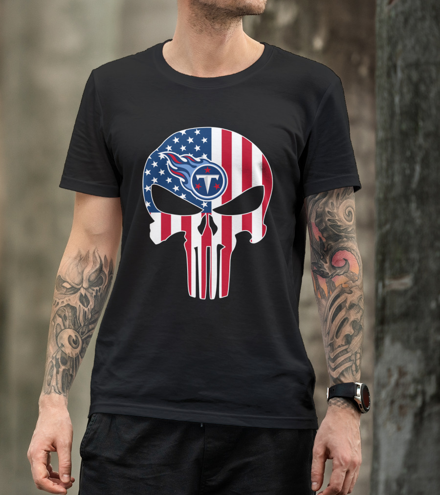 Tennessee Titans American Flag Skull T-Shirt