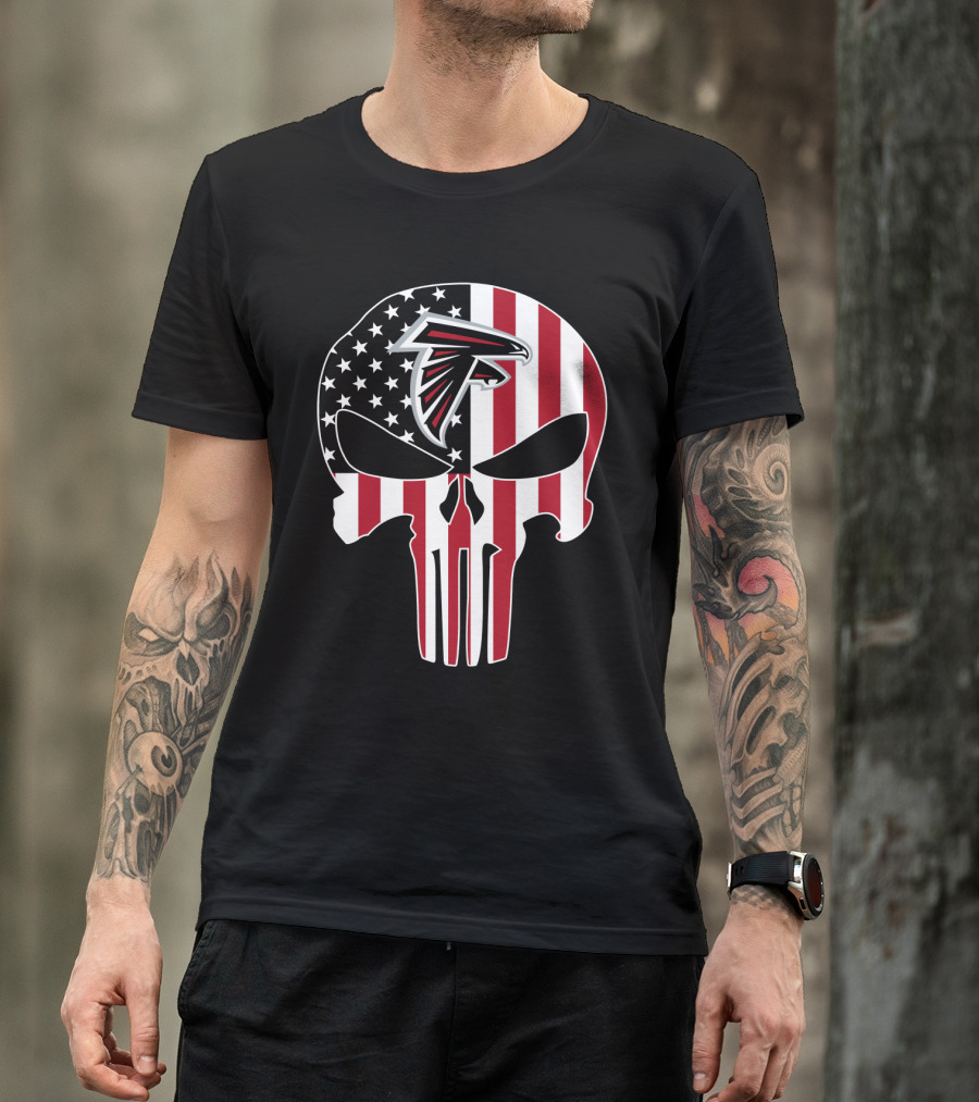 Falcons Skull American Flag T-Shirt