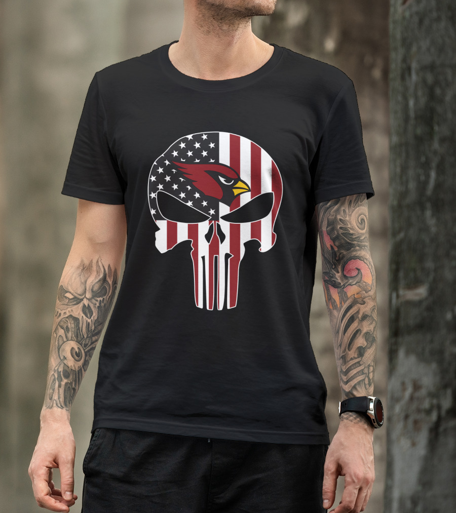 American Flag Punisher Skull Cardinals T-Shirt