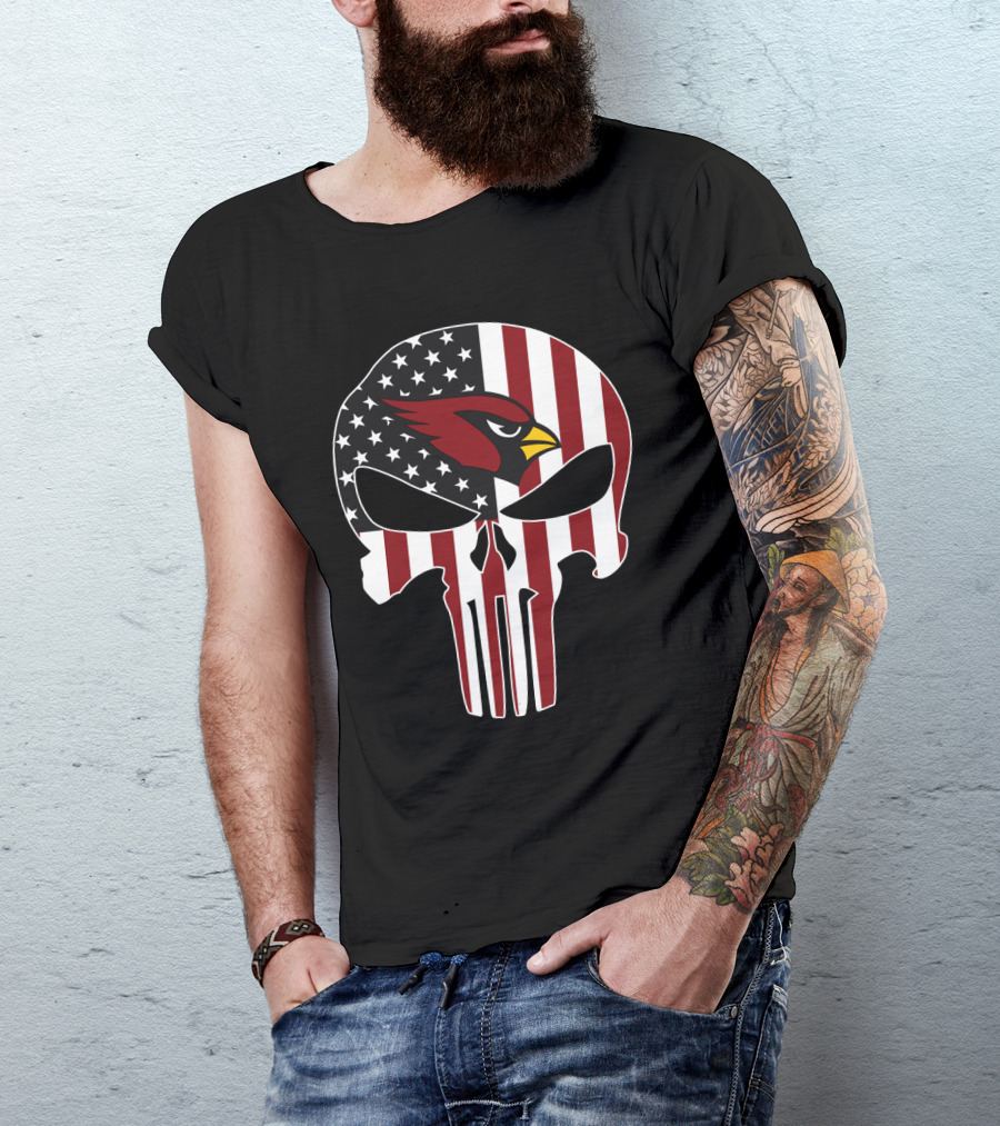 American Flag Punisher Skull Cardinals T-Shirt