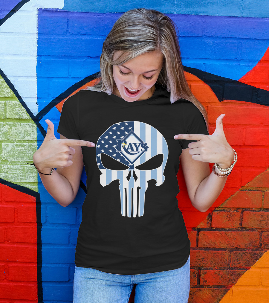 Rays Skull With American Flag T-Shirt