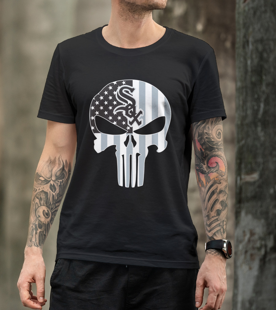 Chicago White Sox Punisher Skull American Flag T-Shirt