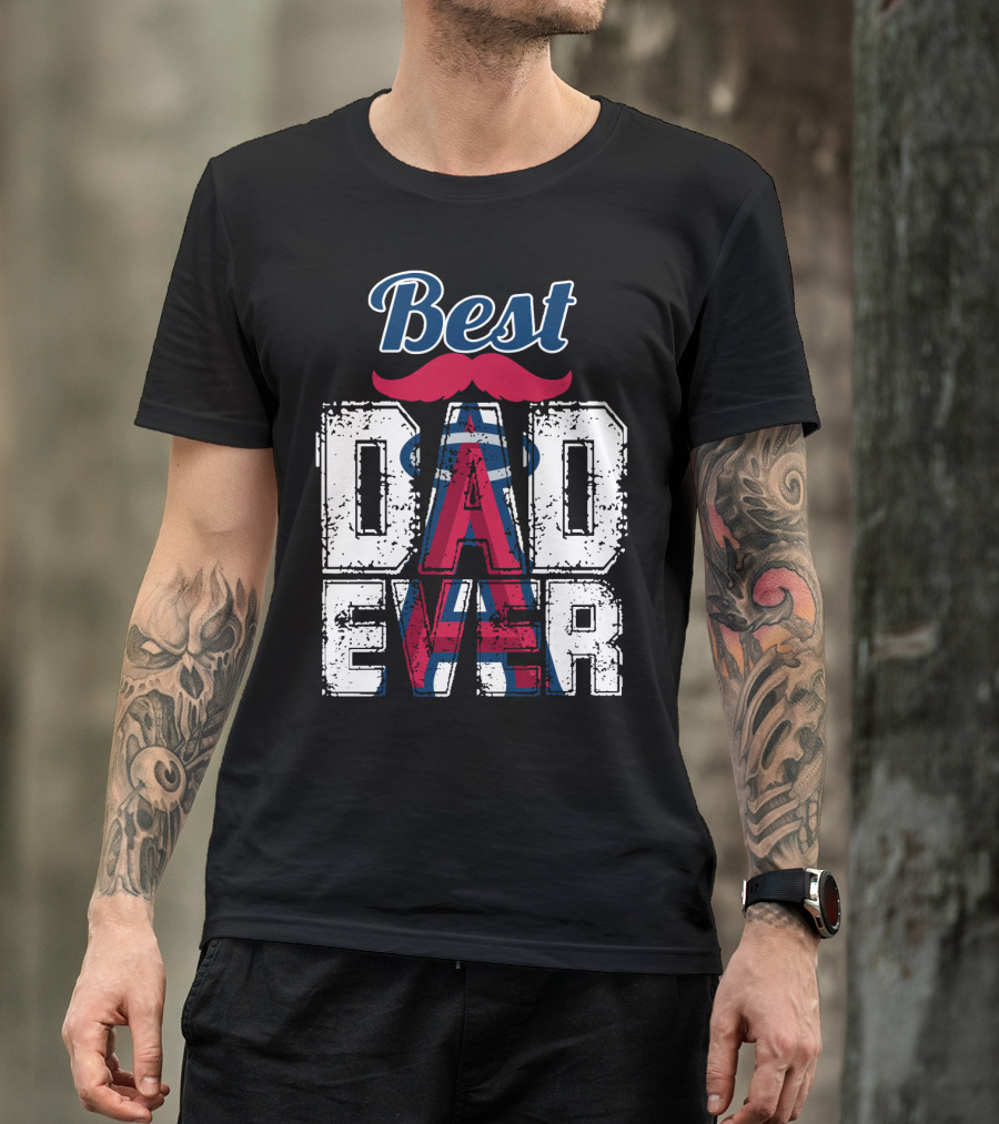 Best Dad Ever Angels Mustache T-Shirt