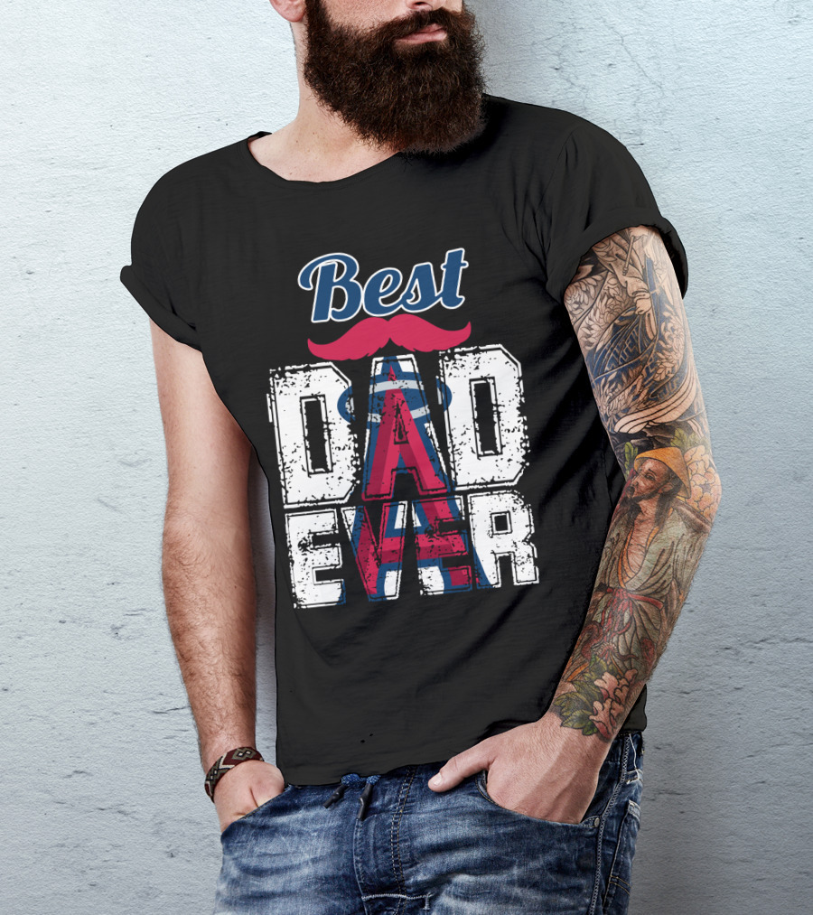 Best Dad Ever Angels Mustache T-Shirt