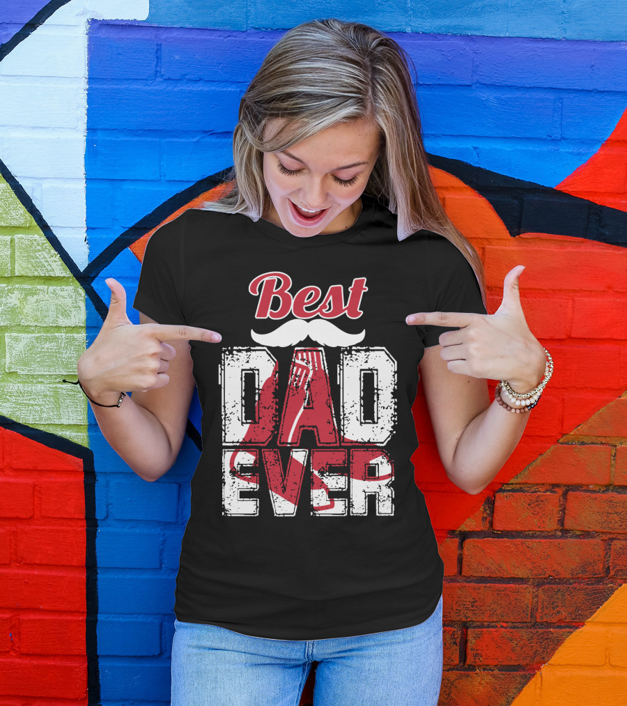 Best Dad Ever Red Sox Logo Moustache T-Shirt