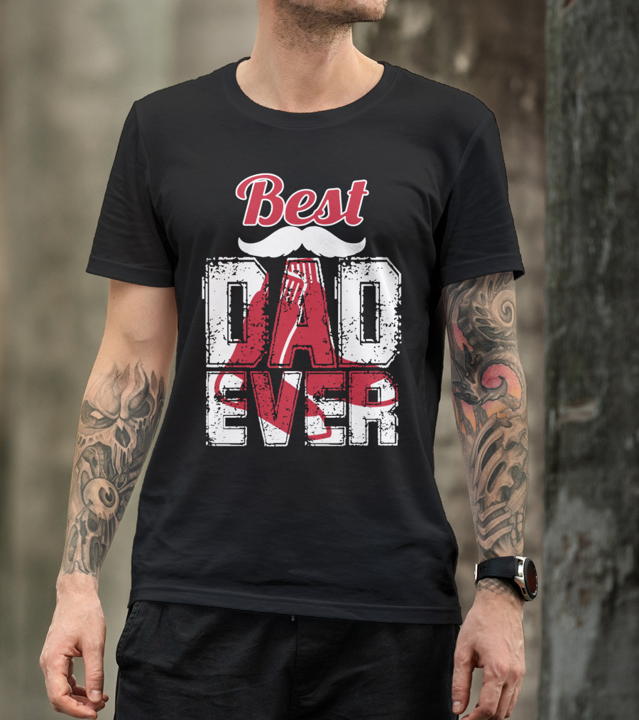 Best Dad Ever Red Sox Logo Moustache T-Shirt