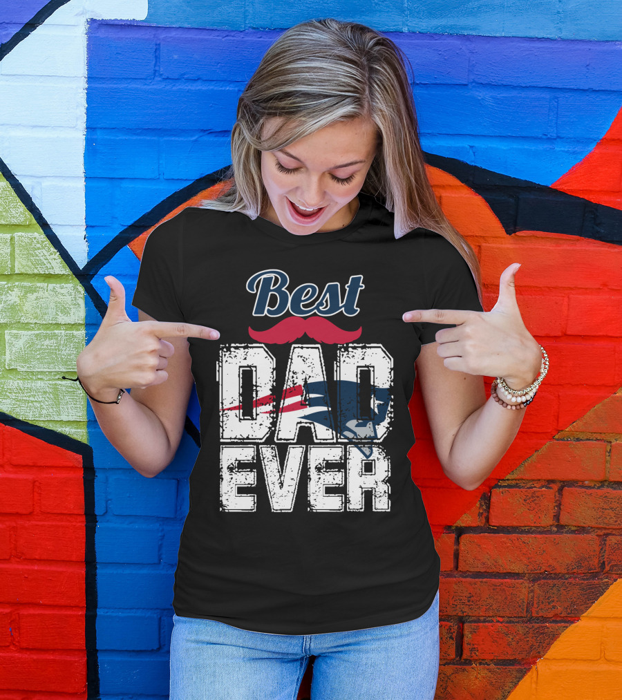 Best Dad Ever Patriots Logo Moustache T-Shirt