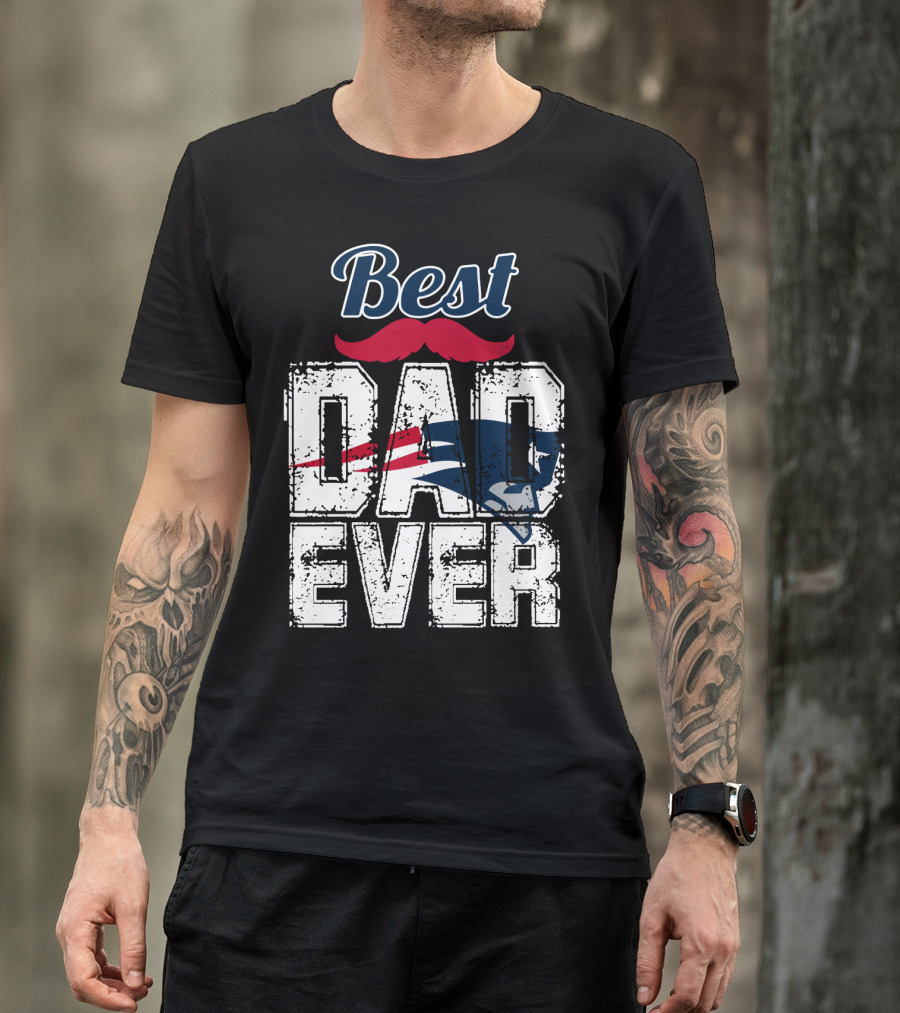 Best Dad Ever Patriots Logo Moustache T-Shirt