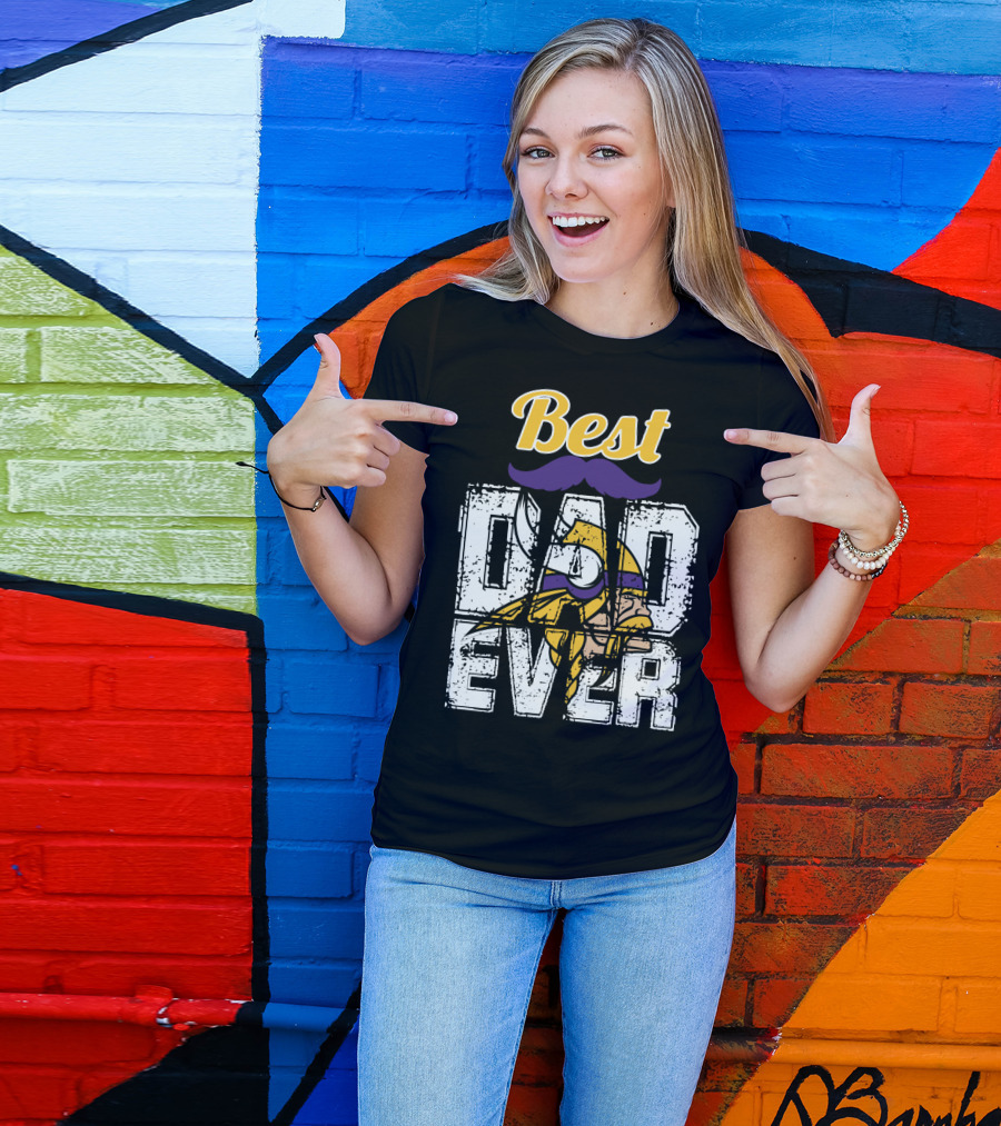Best Dad Ever Viking Helmet Mustache T-Shirt