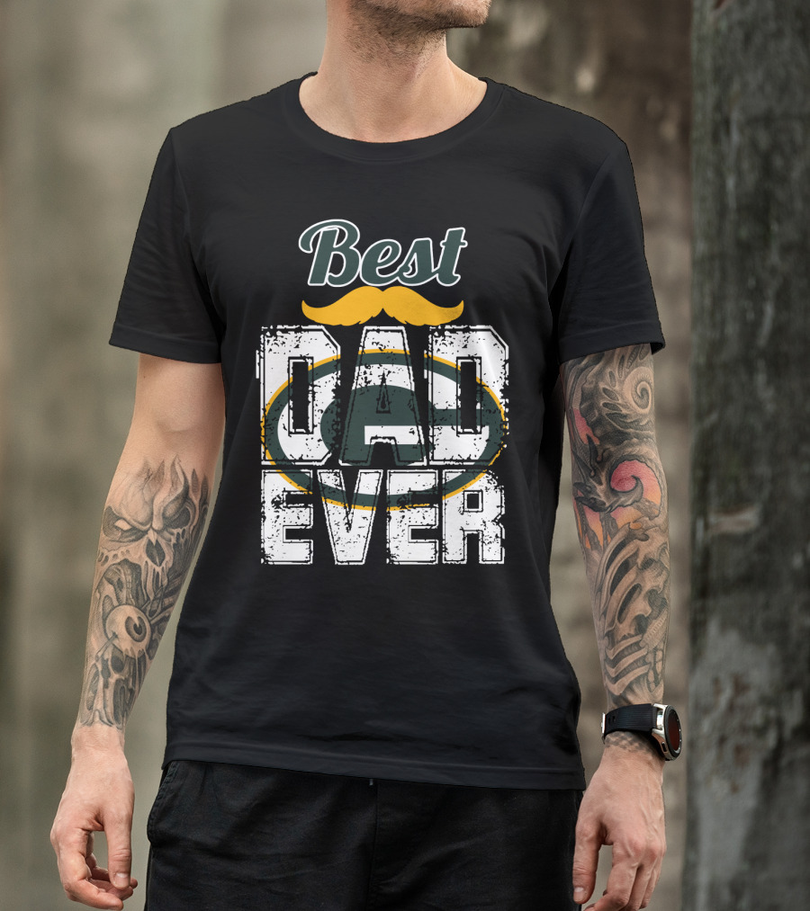 Best Dad Ever Packers Fan Mustache T-Shirt