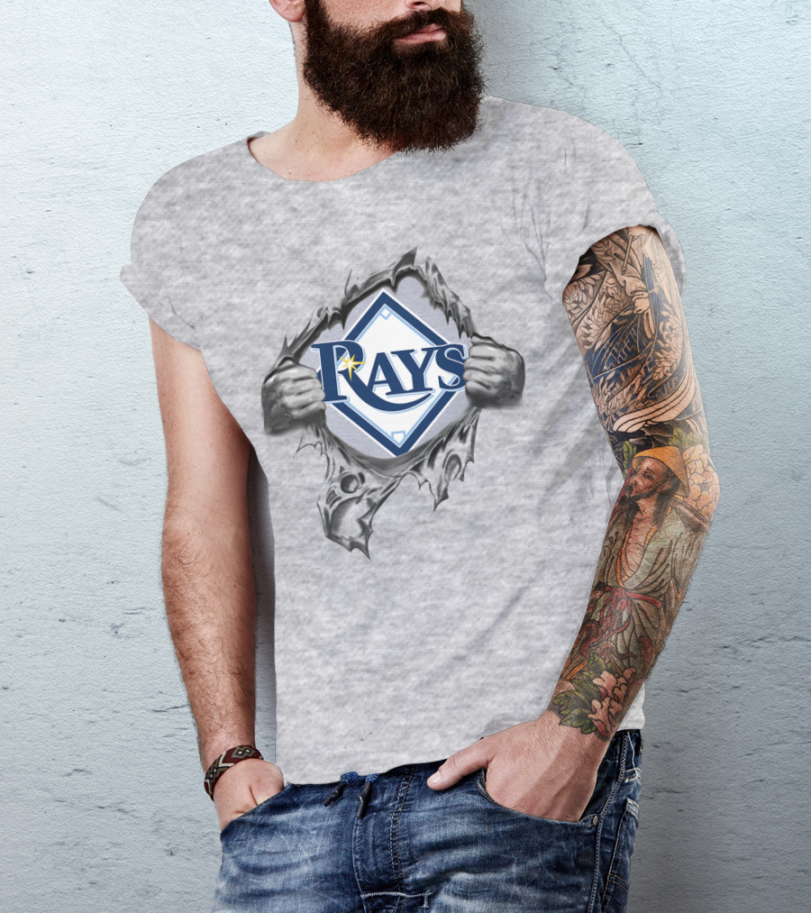 Rays Baseball Logo Torn Metal Effect T-Shirt