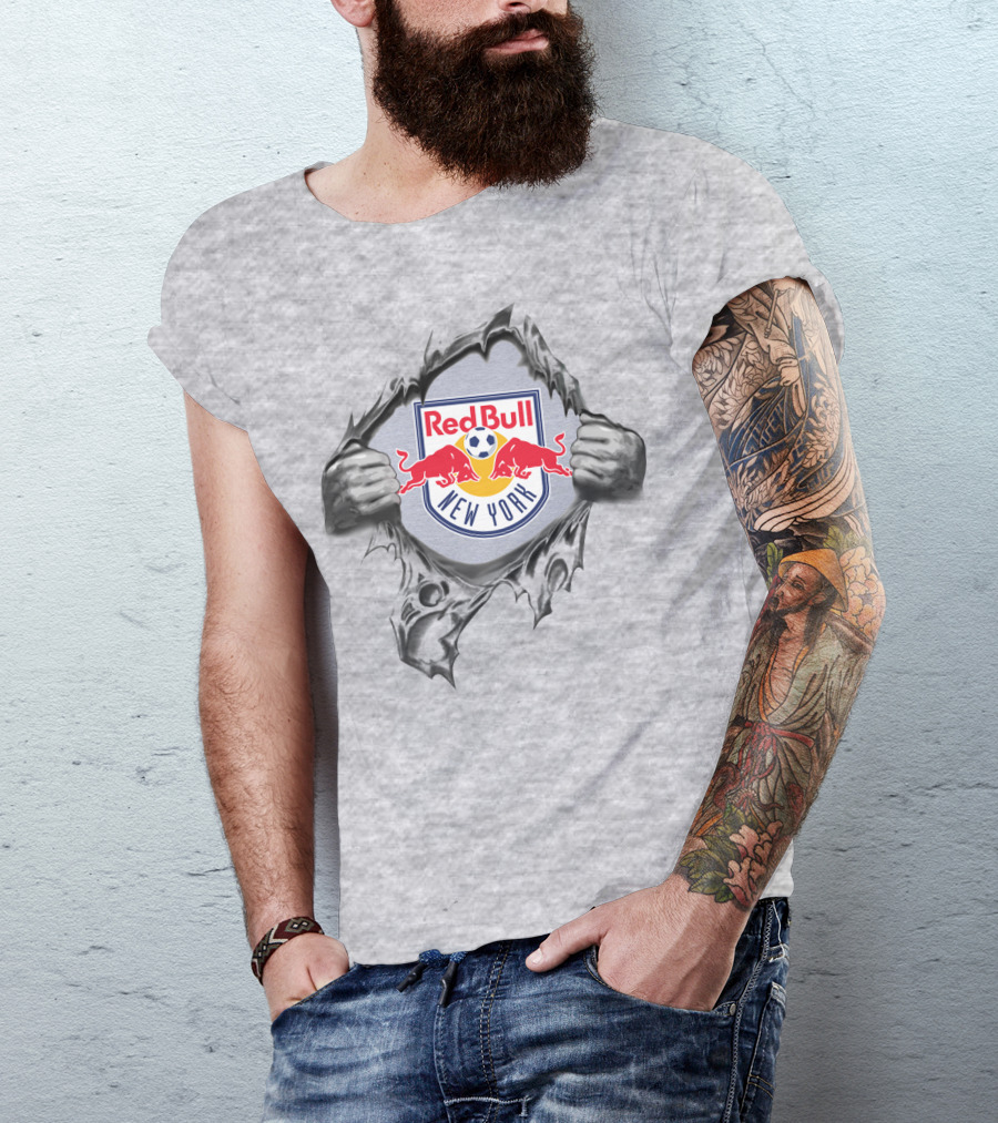 New York Red Bulls Logo With Ripped Effect T-Shirt