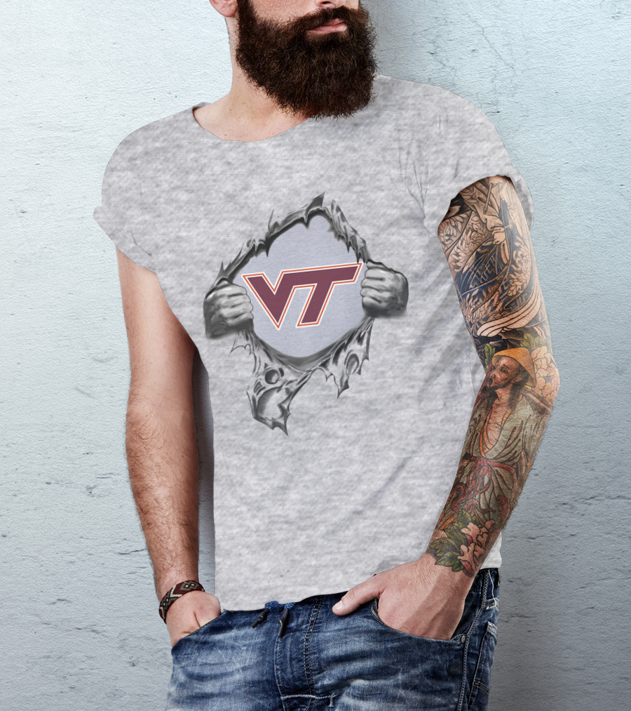 Vt Logo Breaking Through Virginia Tech Hokies T-Shirt