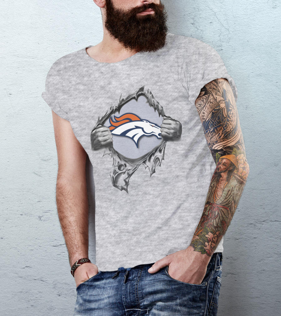 Denver Broncos Ripped Logo Fan T-Shirt