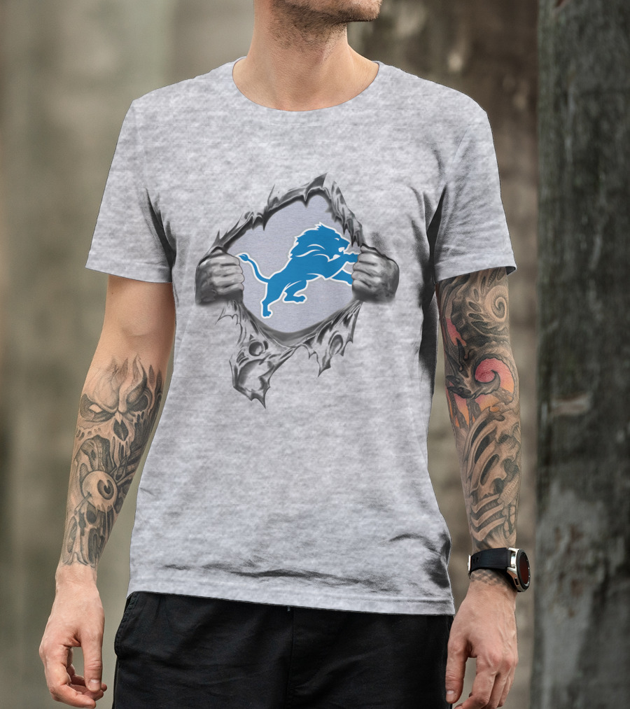 Detroit Lions Logo Ripped Reveal T-Shirt
