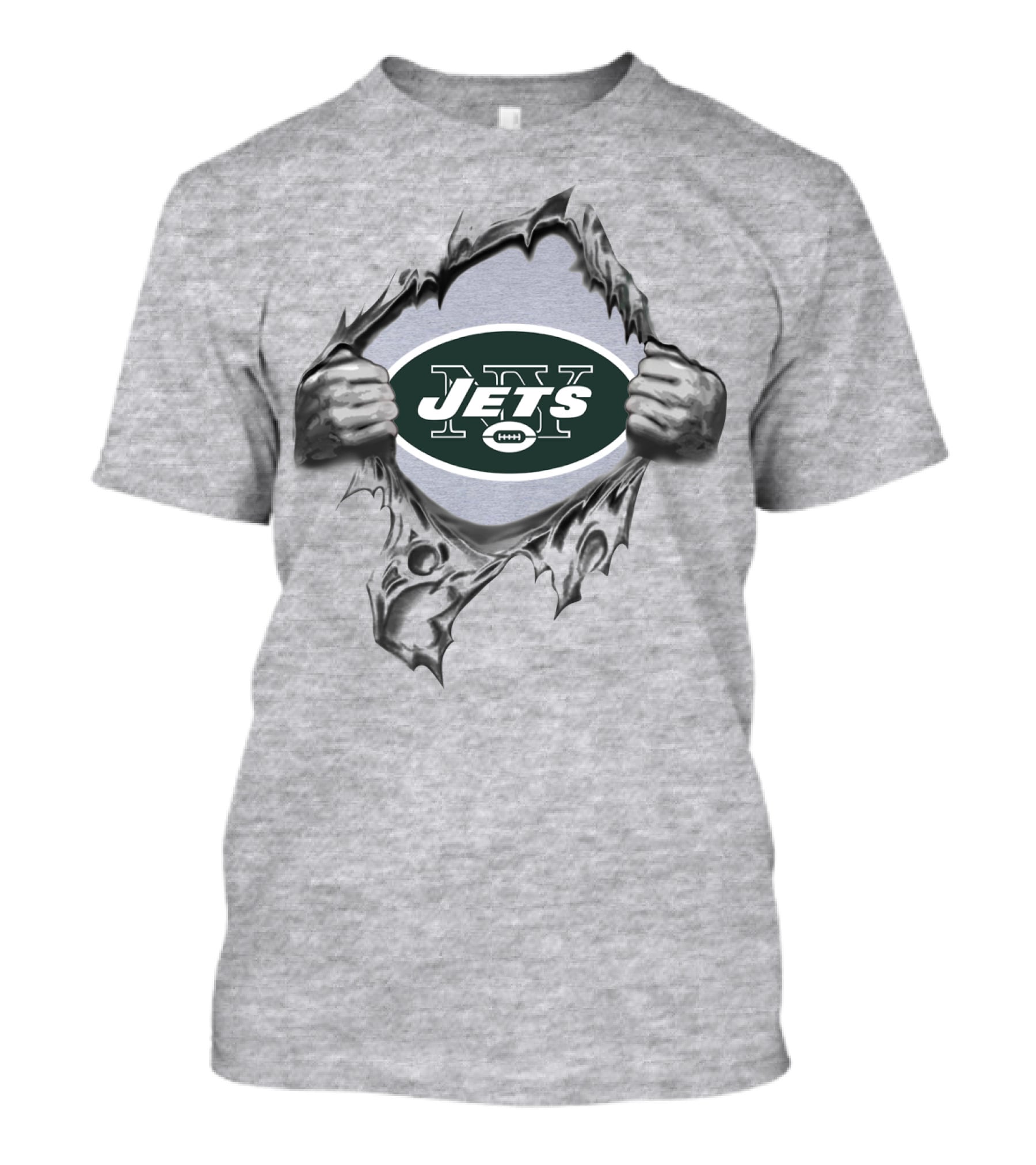 Jets Logo Behind Tearing Hands Revealing New York Football Team Symbol T-Shirt