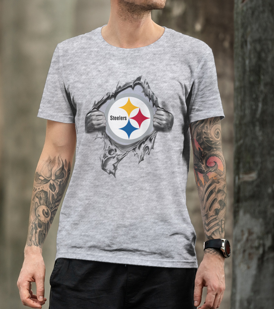 Pittsburgh Steelers Logo With Tearing Hands T-Shirt