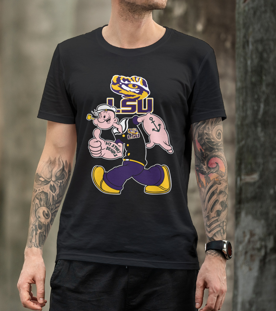 Lsu Tigers My Story Begins Popeye Character Anchors T-Shirt