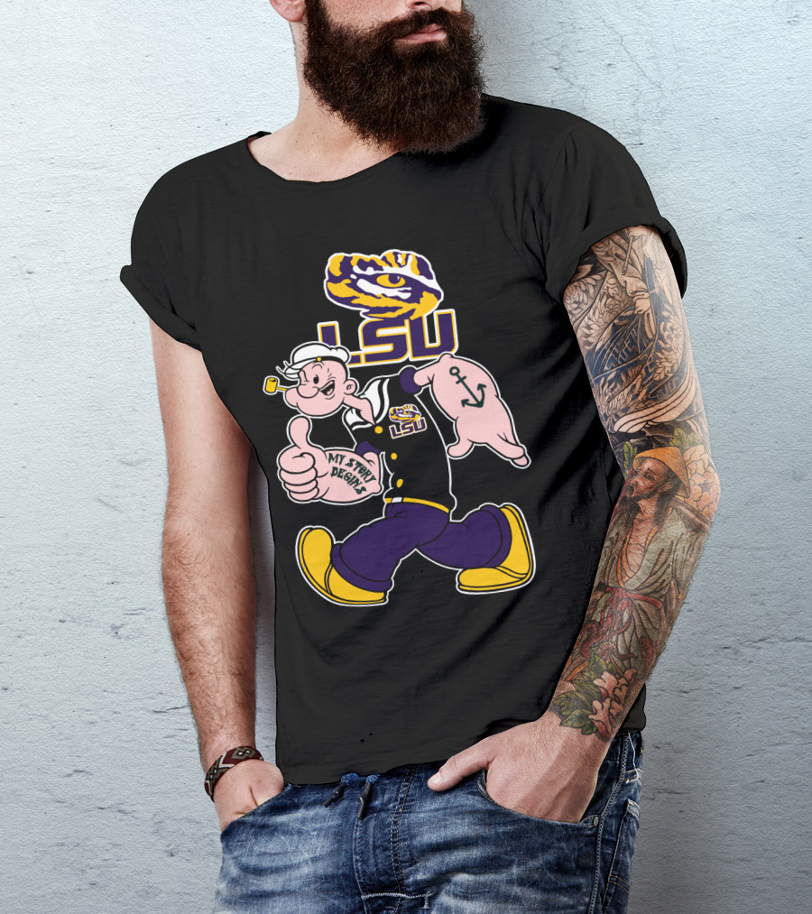 Lsu Tigers My Story Begins Popeye Character Anchors T-Shirt