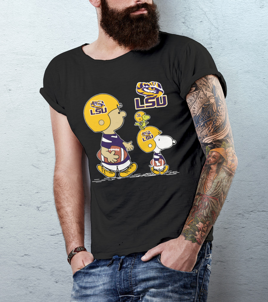 Lsu Tigers Football Peanuts Characters In Helmets T-Shirt