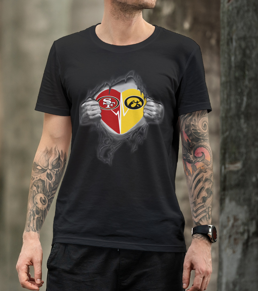 Iowa Hawkeyes San Francisco 49ers Heart Logo Fusion T-Shirt