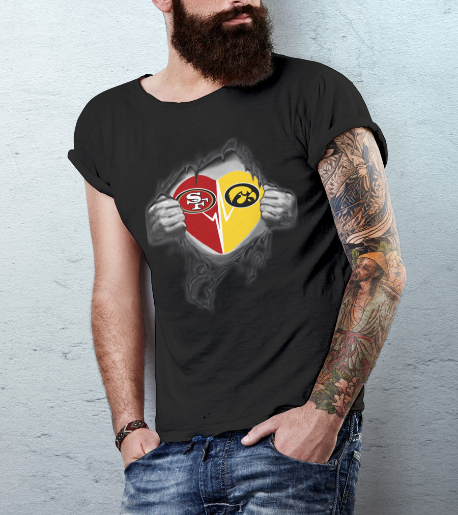 Iowa Hawkeyes San Francisco 49ers Heart Logo Fusion T-Shirt