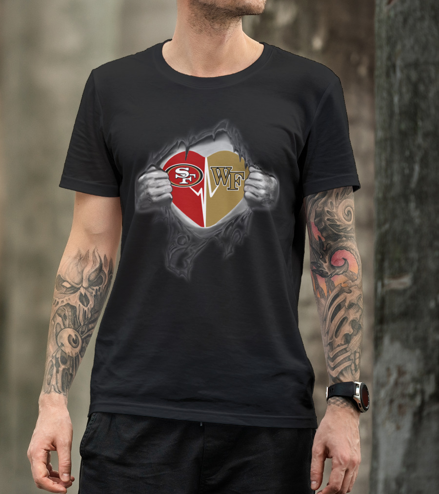 San Francisco 49ers Wake Forest Heart Torn Open T-Shirt