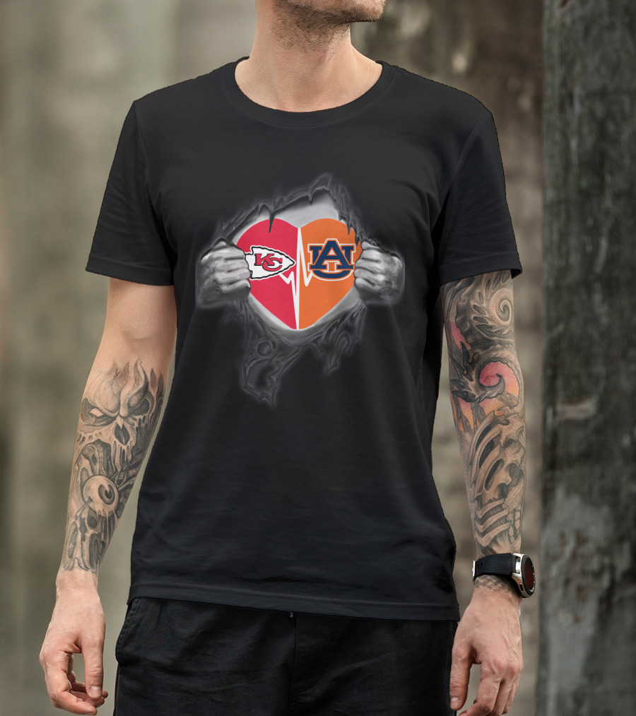 Kansas City Chiefs Auburn University Heartbeat T-Shirt