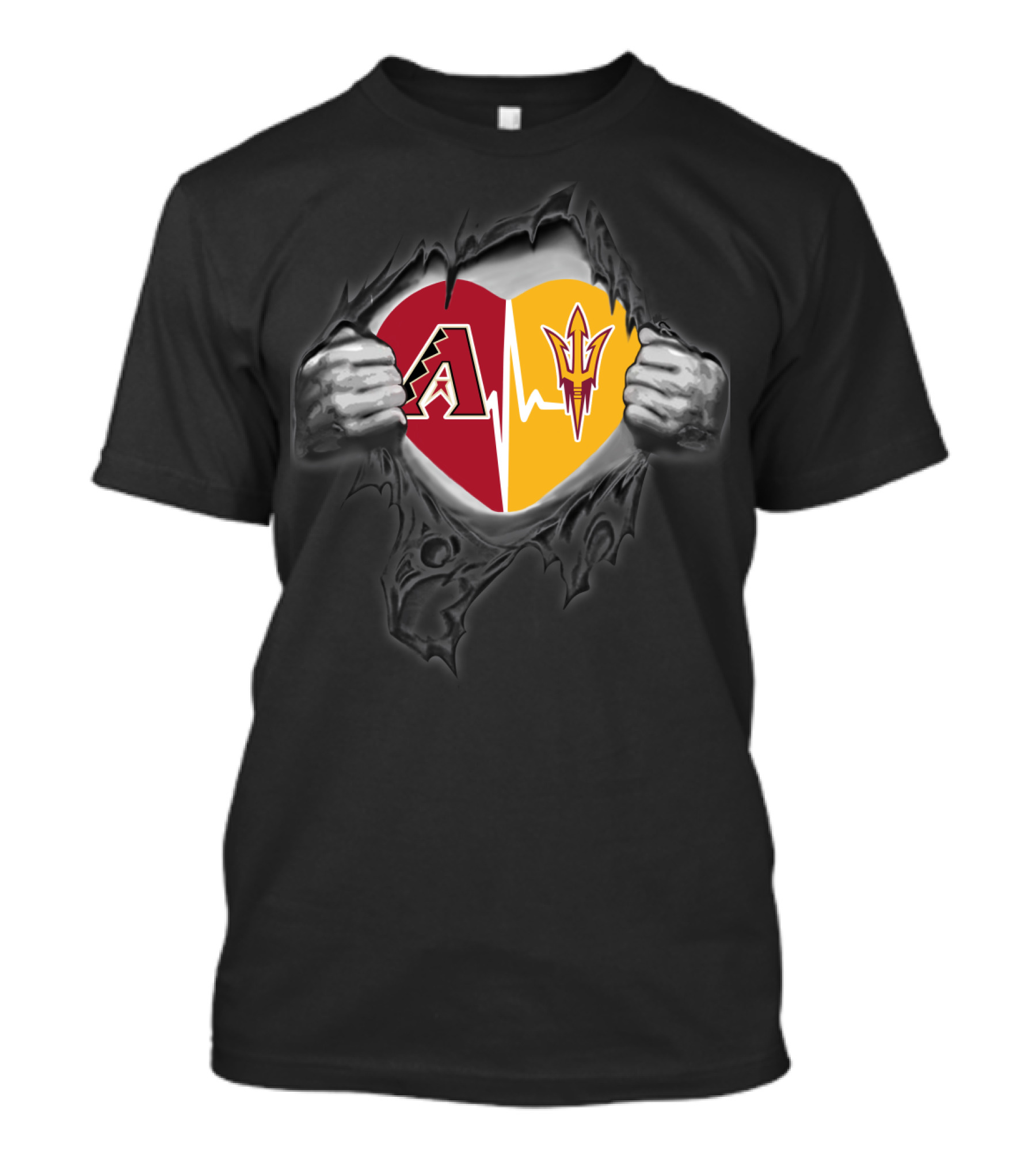 Diamondbacks Arizona State Sun Devils Heartbeat Fusion T-Shirt