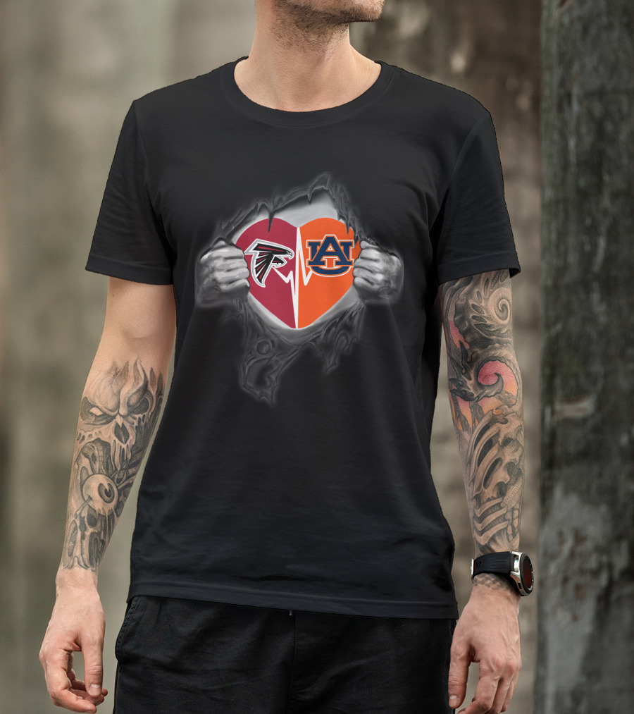 Atlanta Falcons Auburn Tigers Heart Split T-Shirt