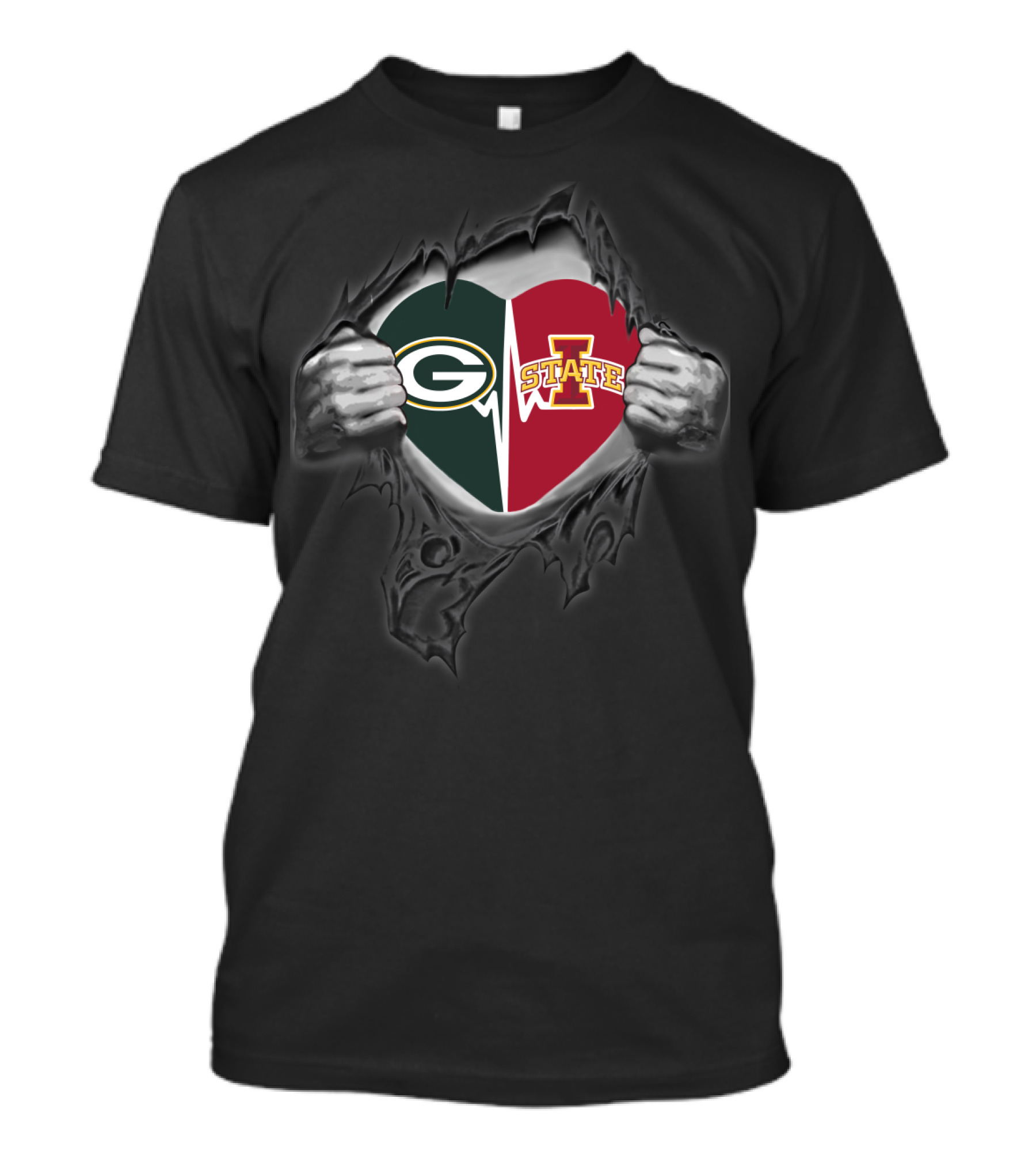 Green Bay Packers Iowa State Cyclones Heart T-Shirt