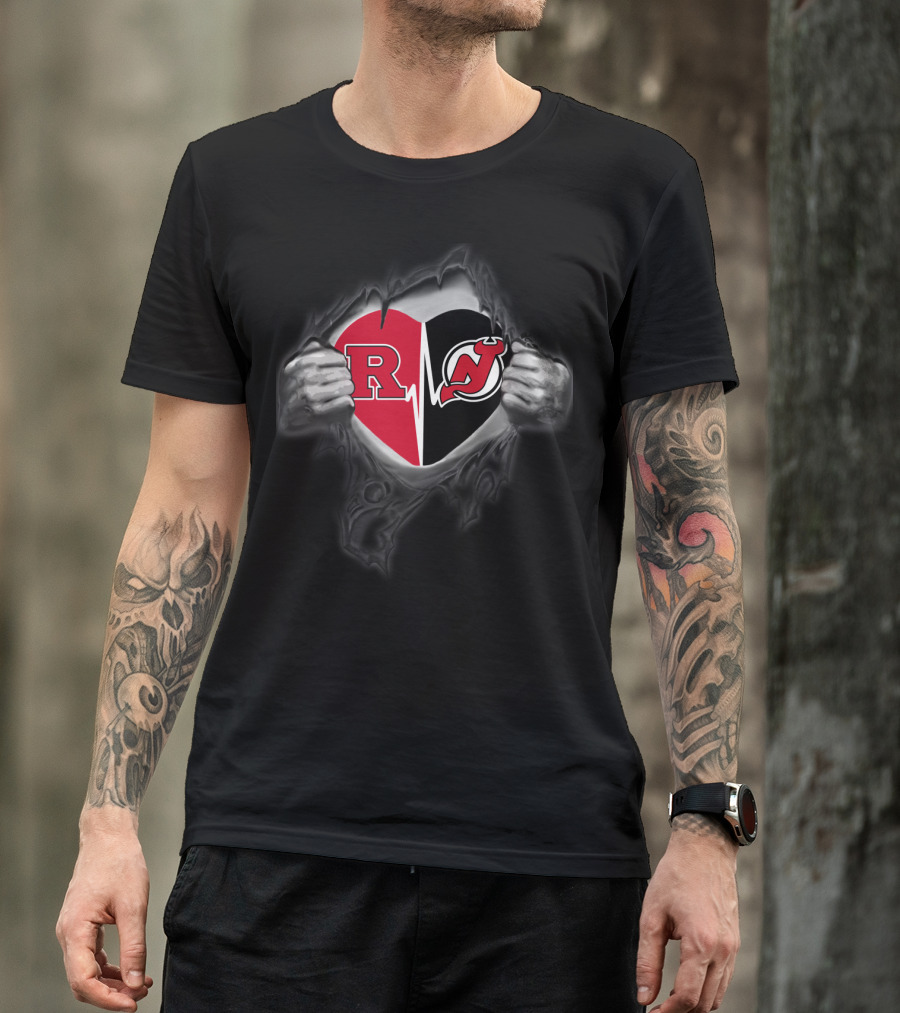 Rutgers Scarlet Knights New Jersey Devils Heart T-Shirt