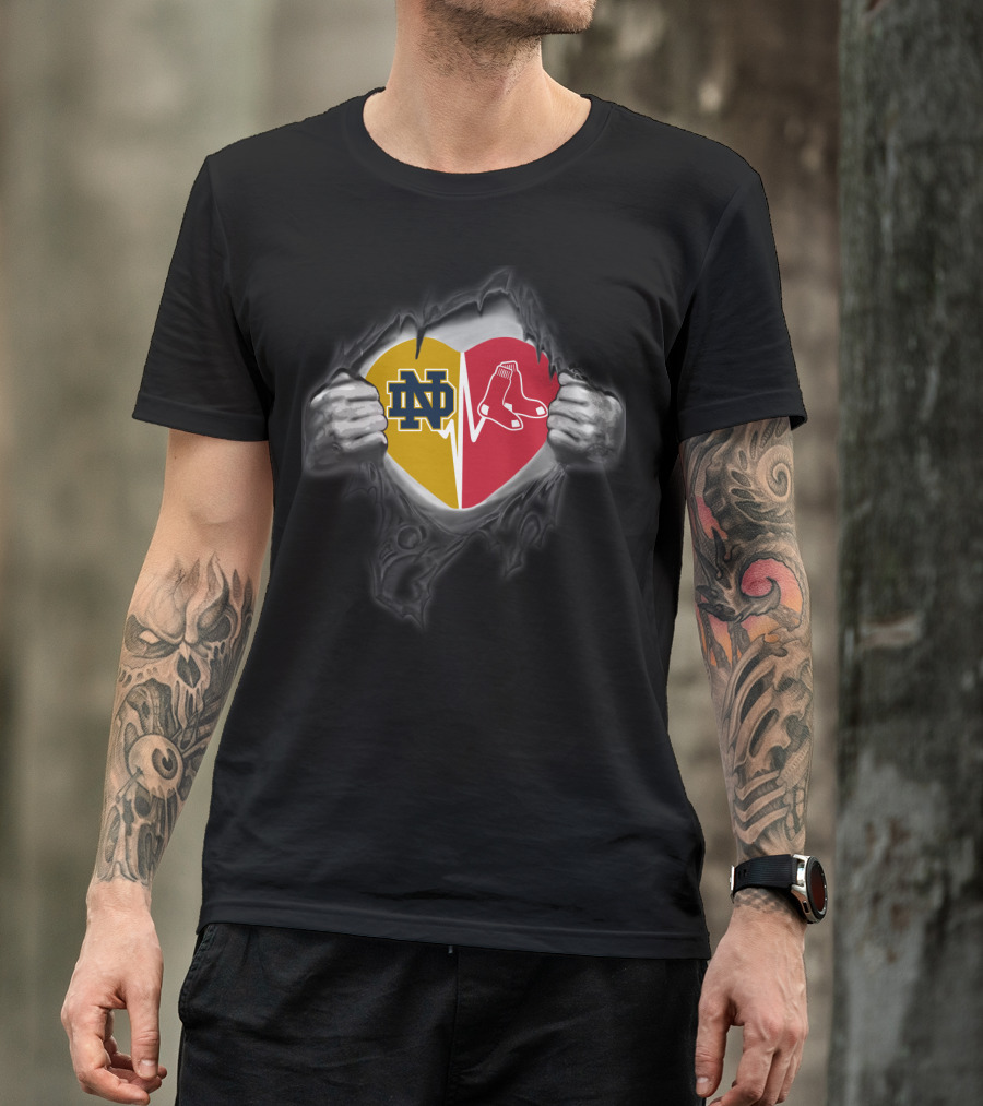 Notre Dame Boston Red Sox Heart T-Shirt