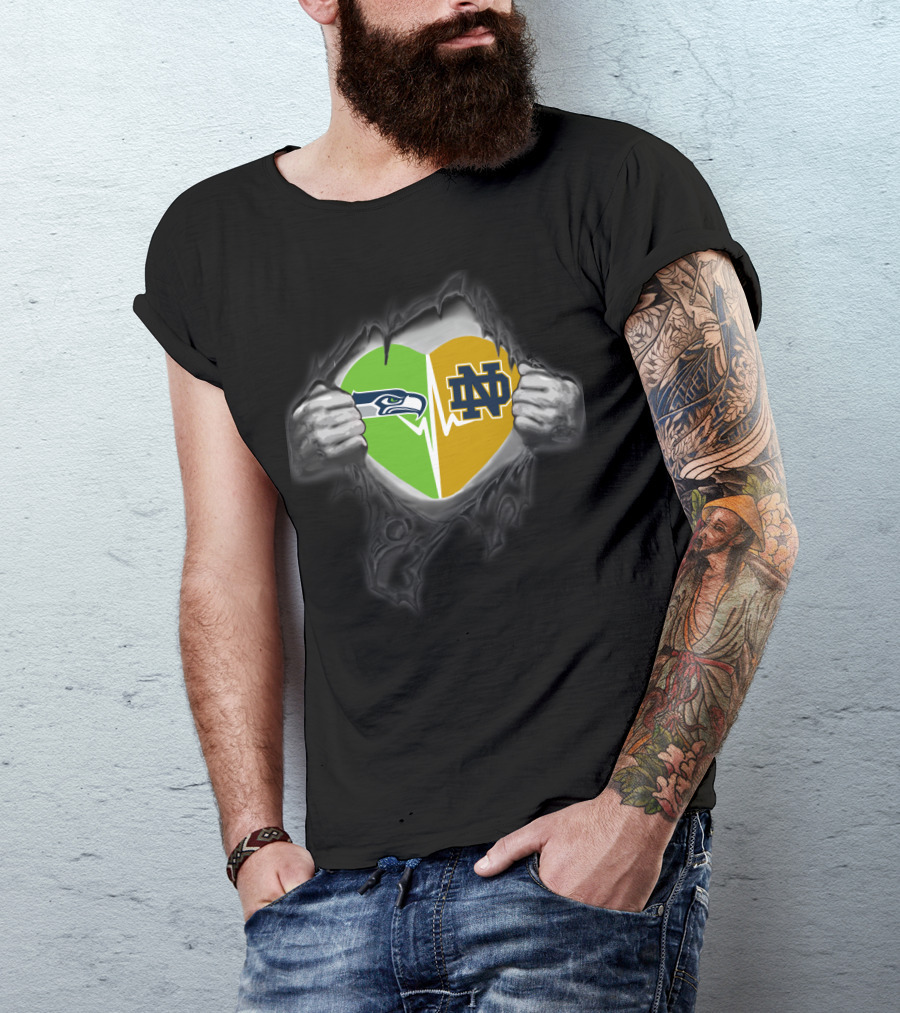 Seahawks Notre Dame Heart Logo Combo T-Shirt