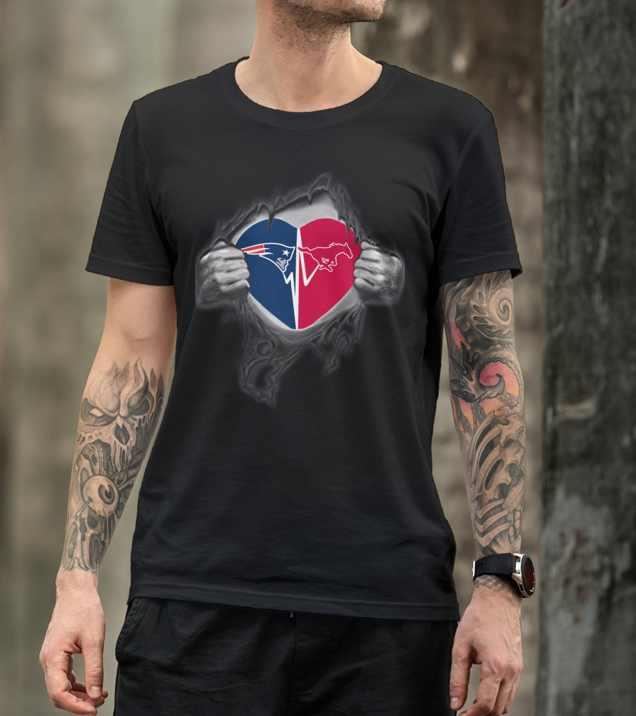 Patriots New England Football Smu Mustangs Heart T-Shirt