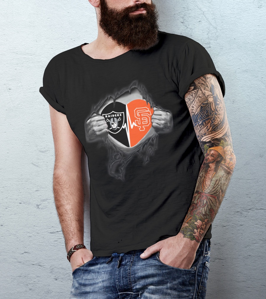 Raiders San Francisco Giants Heartbeat Fusion T-Shirt