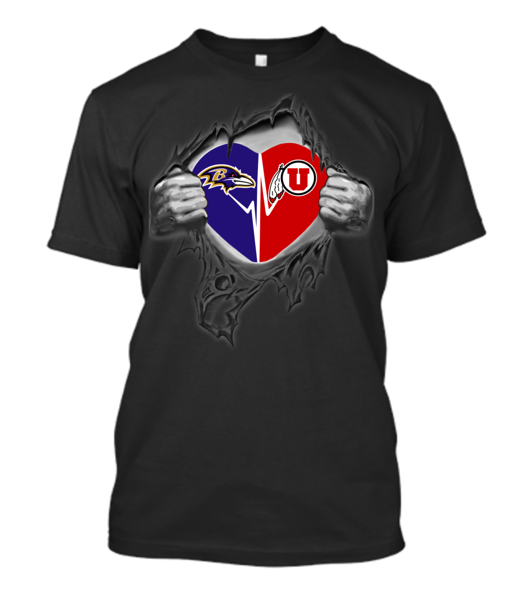 Baltimore Ravens Utah Utes Heart T-Shirt