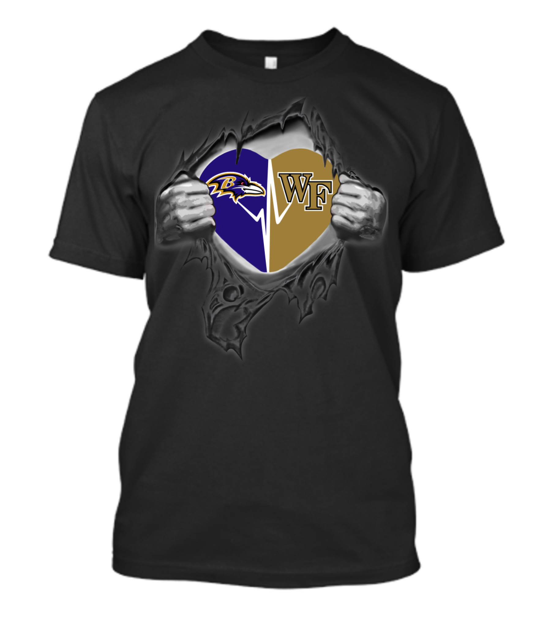 Baltimore Ravens And Wake Forest Heart T-Shirt