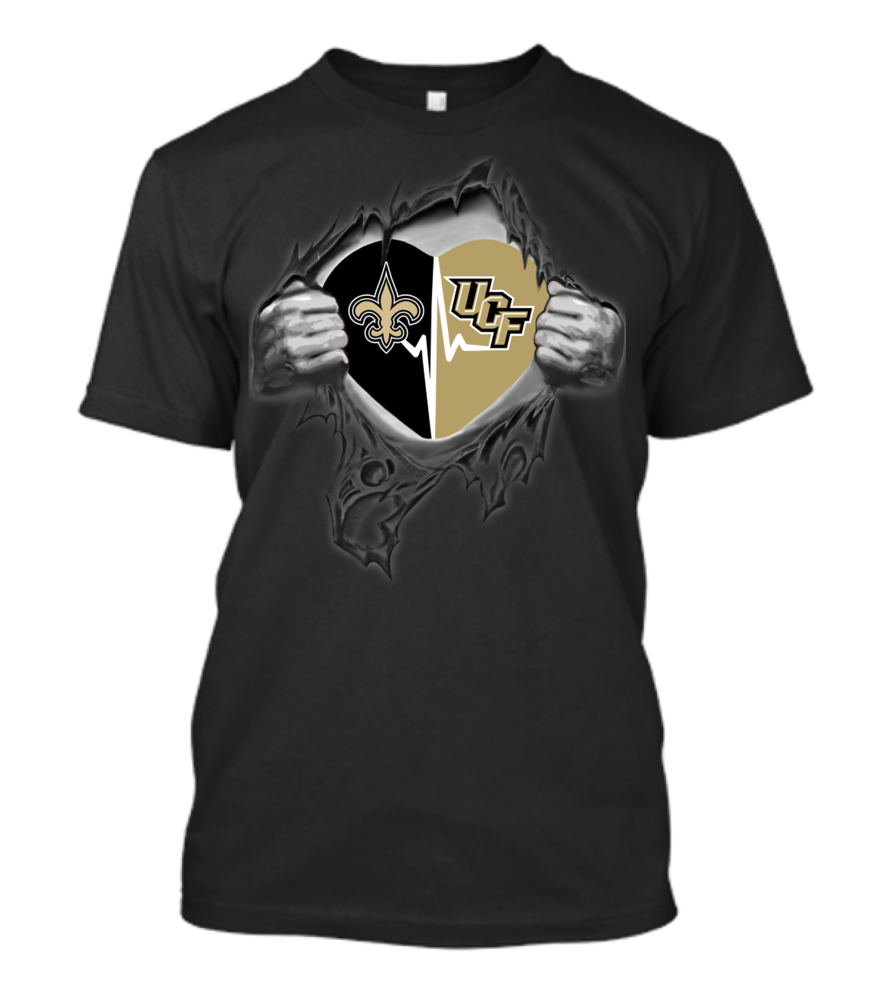 New Orleans Saints Ucf Knights Heartbeat Fan Spirit T-Shirt