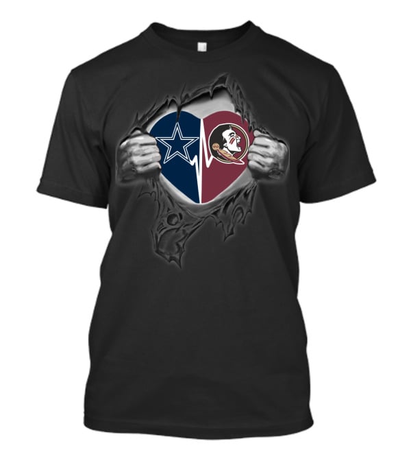 Dallas Cowboys Florida State Seminoles Heart T-Shirt