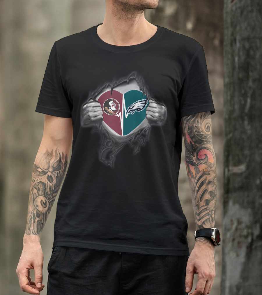 Florida State Seminoles Philadelphia Eagles Heart T-Shirt
