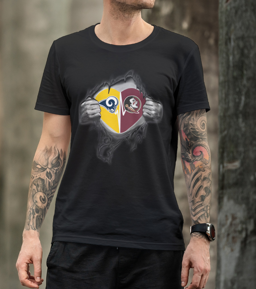 Seminoles Rams Heart Split T-Shirt