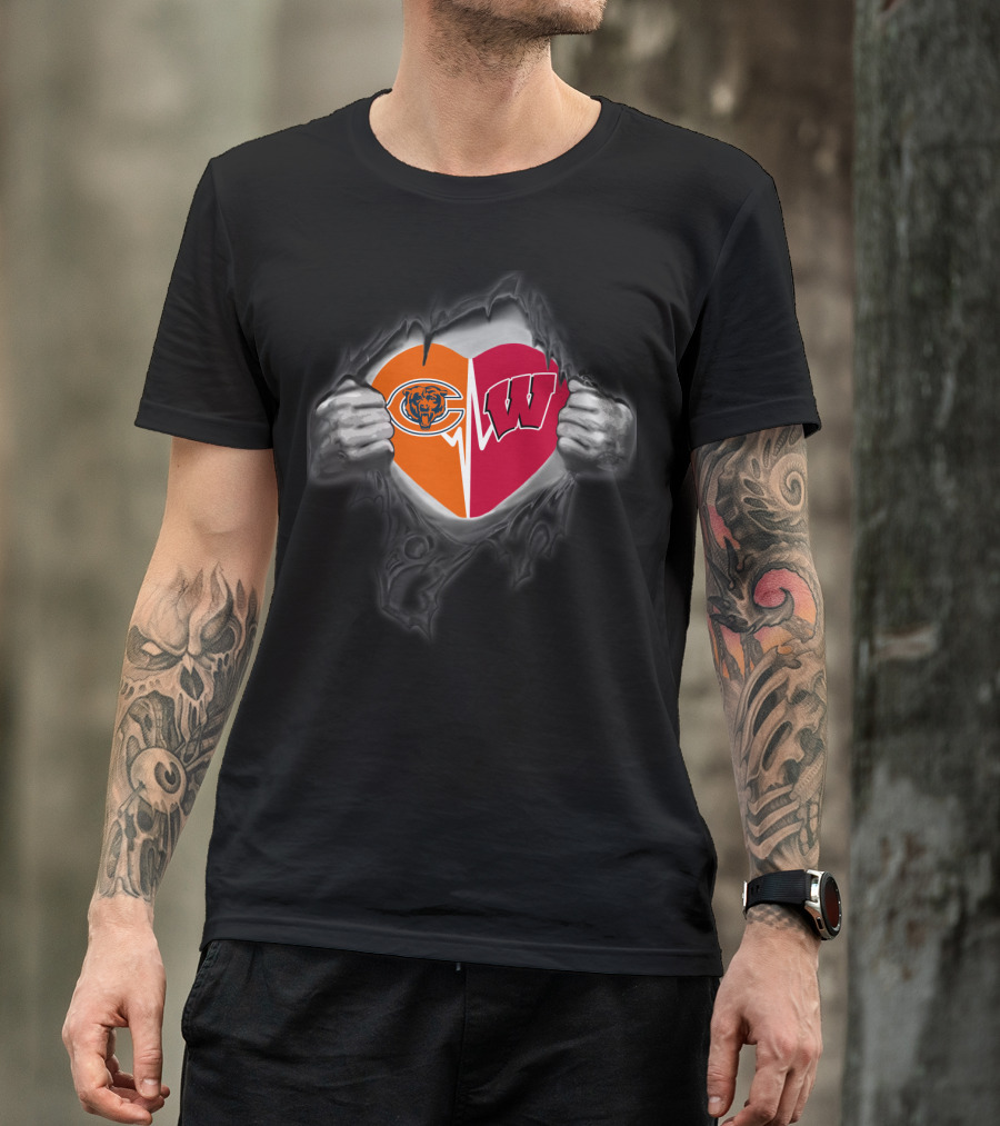 Chicago Bears Wisconsin Badgers Heart T-Shirt