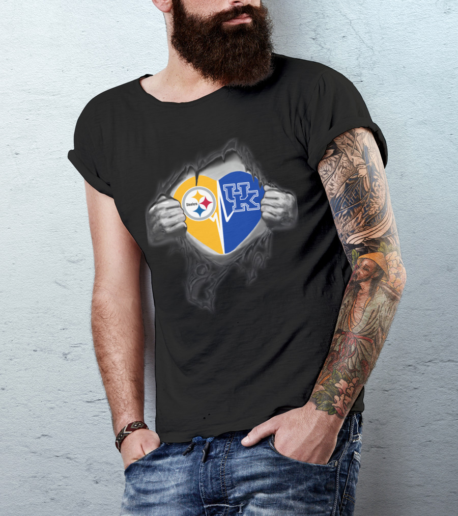 Steelers Heart Kentucky Wildcats Fan Combination T-Shirt