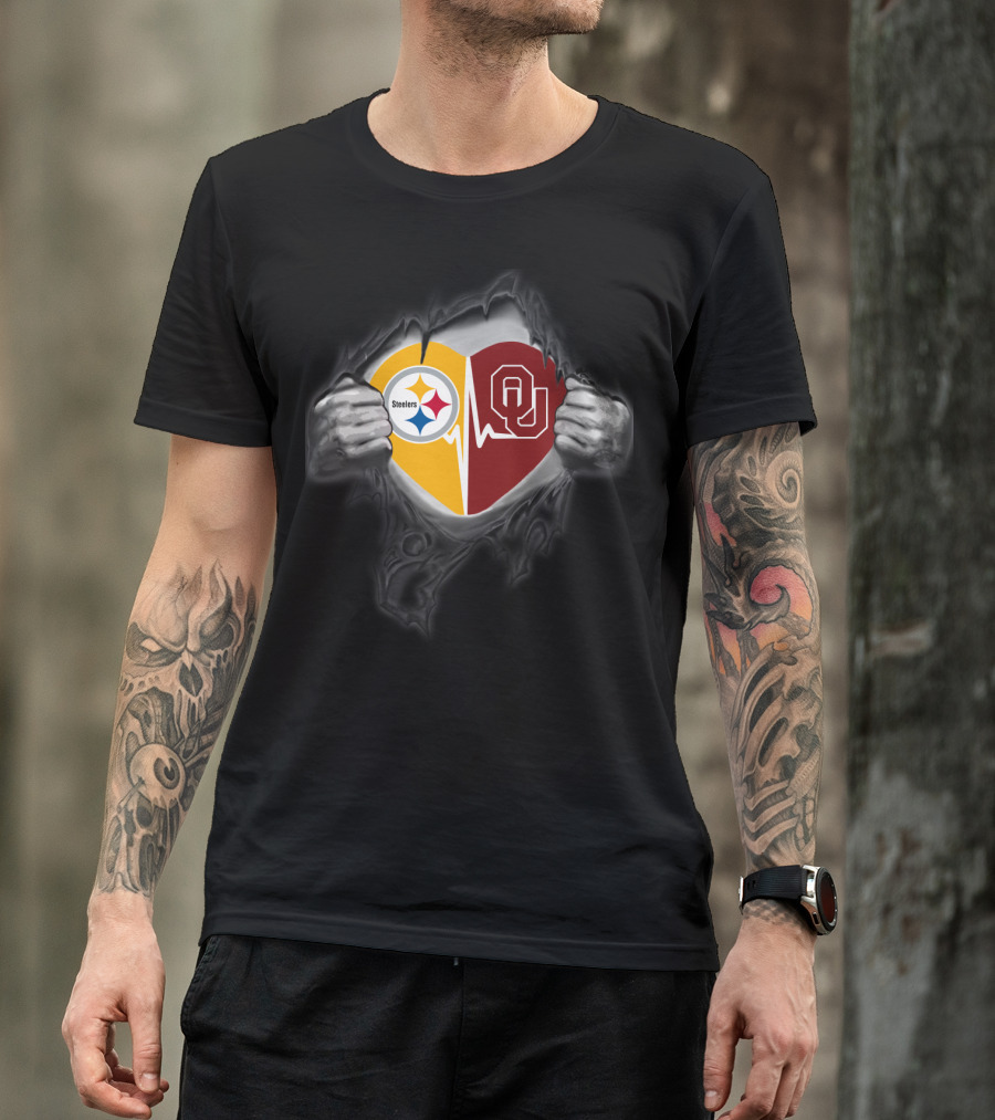Steelers Heartbeat Oklahoma Sooners Fan Pride T-Shirt